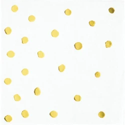 Touch Of Colour White & Gold Foil Dots Beverage Napkins  (Pack of 16)