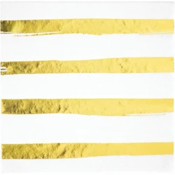 Touch Of Colour White & Gold Foil Striped Lunch Napkins  (Pack of 16)