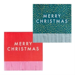 Merry & Bright Merry Christmas Paper Party Napkins - Pack of 16