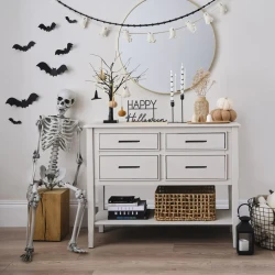 Halloween Hanging Tree Decoration - Pumpkin Spice Felt Skeleton Bear