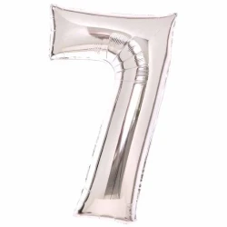 Large Number 7 Silver Foil Balloon 53cm w x 89cm h