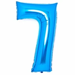 Large Number 7 Blue Foil Balloon 53cm w x 89cm h