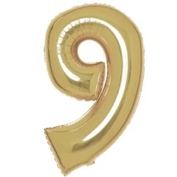 Large Number 9 White Gold Foil Balloon 57cm w x 91cm h