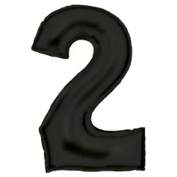 Large Number 2 Silk Lustre Black Foil Balloon 55cm w x 86cm h