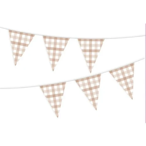 Gingham Paper Bunting White Sand