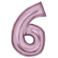 Large Number 6 Silk Lustre Pastel Pink Foil Balloon 56cm w x 92cm h