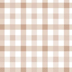 Gingham Lunch Napkin  White Sand - Pack of 16