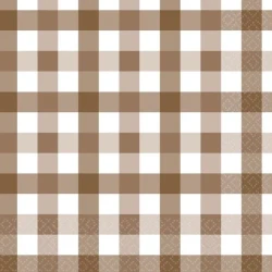 Gingham Lunch Napkin  Teddy Brown - Pack of 16