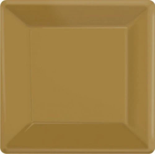 Paper Plates 17cm Square 20CT - Gold - Pack of 20