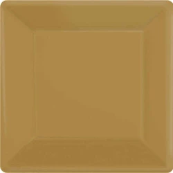 Paper Plates Square Gold - 17cm  - Pack of (20)