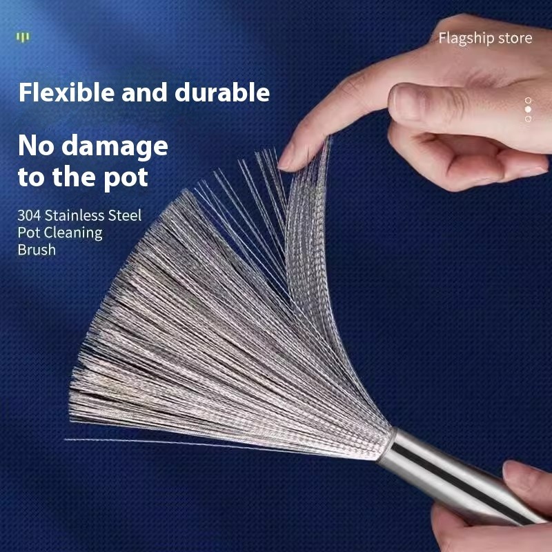 Great Choice Products Stainless Steel Pot Brush Household Wire Cleaning Brush Kitchen Does New