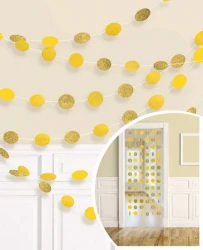 String Decorations Glitter Round Yellow Sunshine - (Pack of 6)