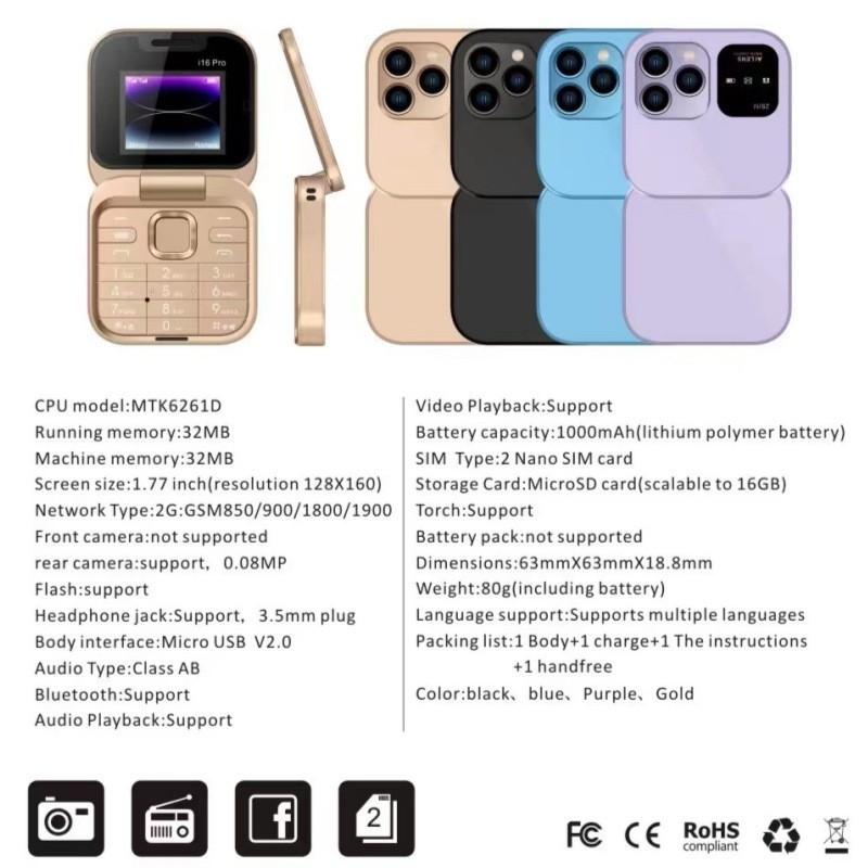 i16 Pro Foldable Phone - Compact, Functional, and Stylish