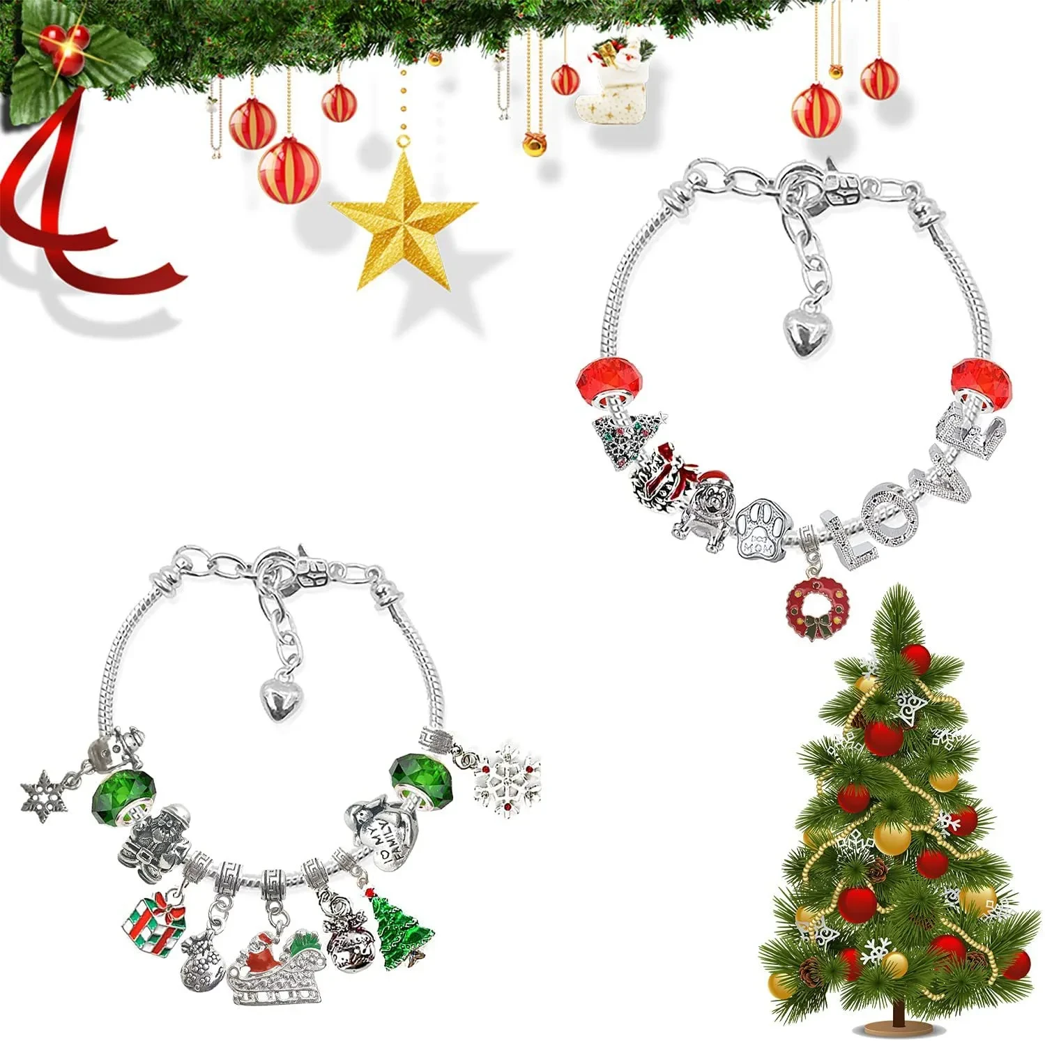 DIY 24 Days Christmas Countdown Calendar Bracelets Set
