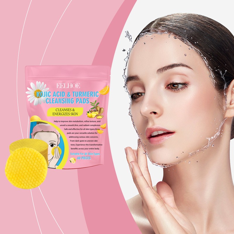 40 Pcs Natural Kojic Acid & Turmeric Cleansing Pads