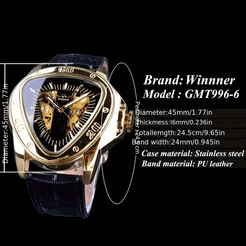 Golden Triangle Skeleton Men's Watch