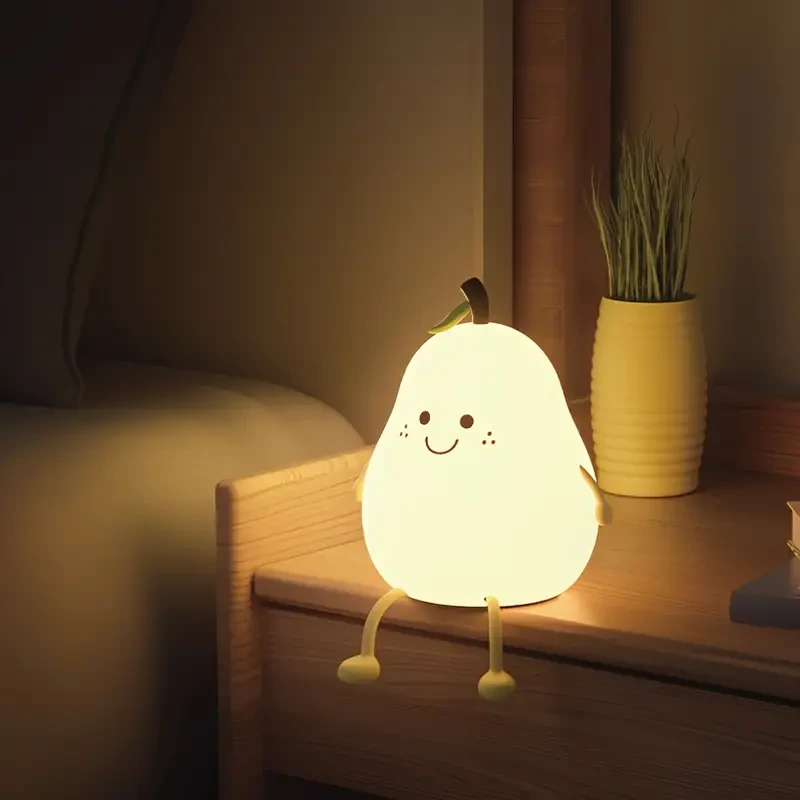Cute Pear LED Night Light - Multi-Color Bedside Lamp