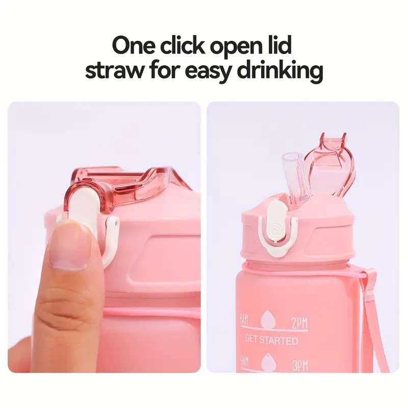 Gradient Color Motivational Water Bottle - Time Marker, Leakproof Design with Fun Stickers