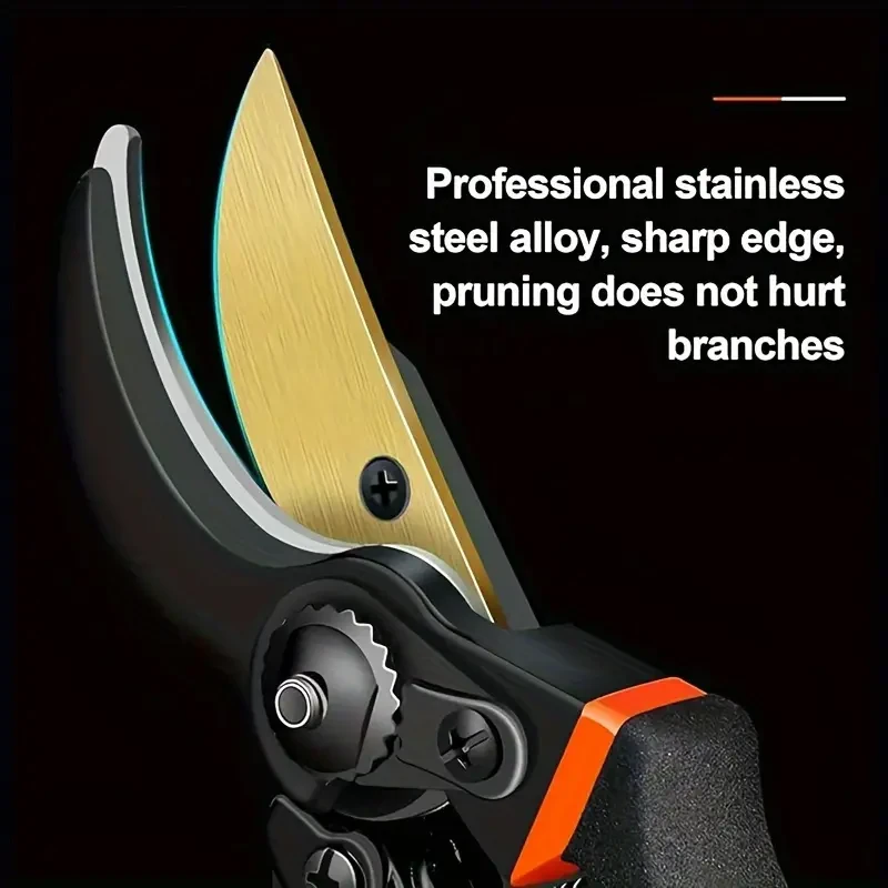 8.5" Professional Titanium Bypass Pruning Shears (T13) - Super Sharp Premium Garden Shears