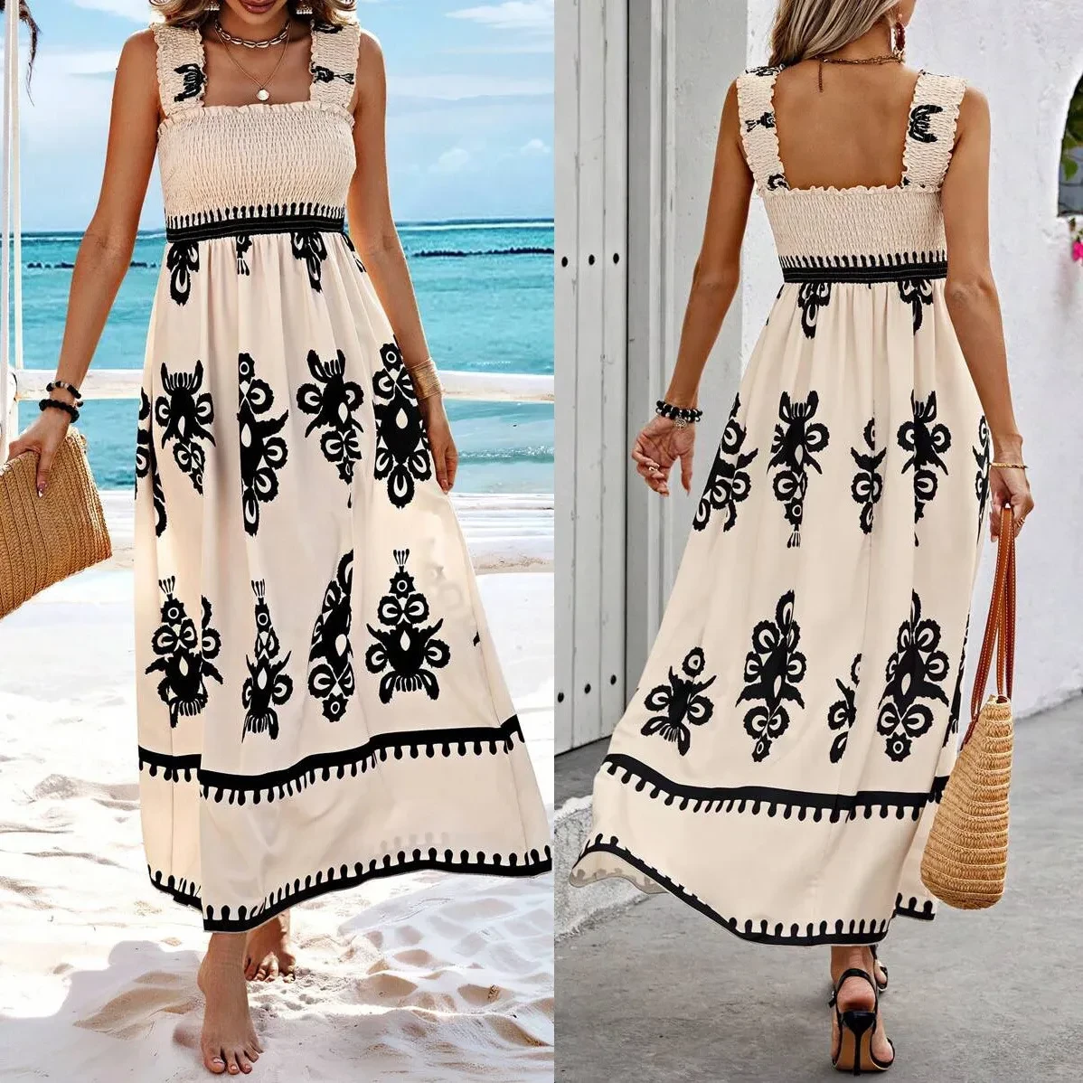 Cool Print Sleeveless Maxi Dress