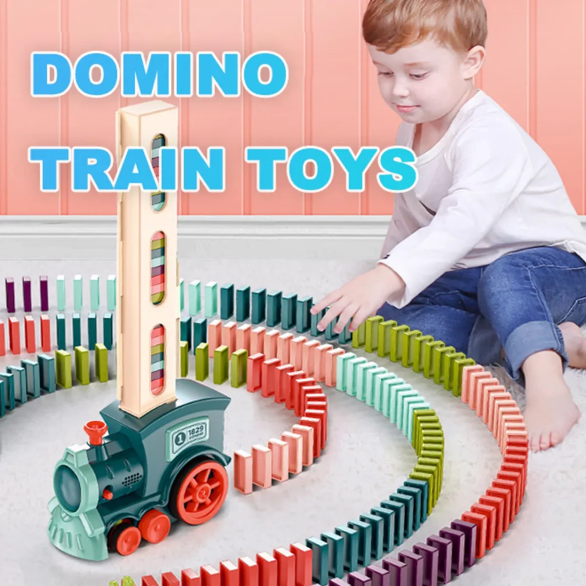 Domino Electric Train Building And Stacking Toy Blocks Domino Set, As Halloween Gift