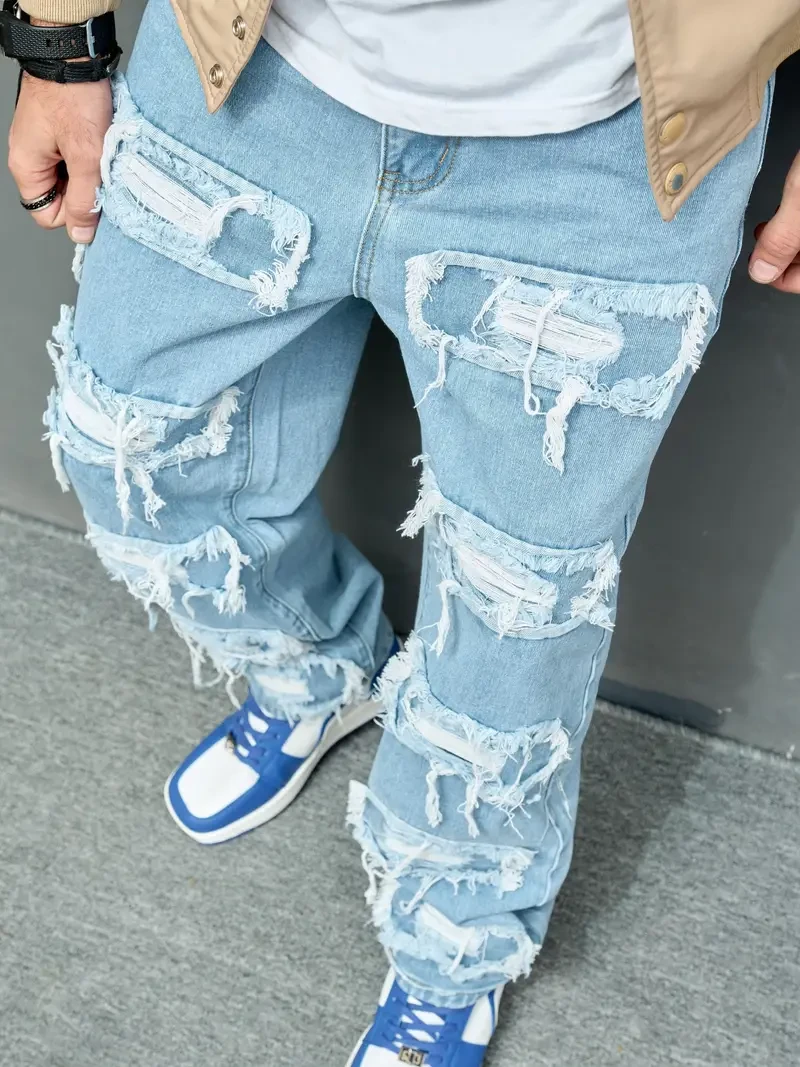 Men's Wide Leg Denim Pants - Casual and Versatile