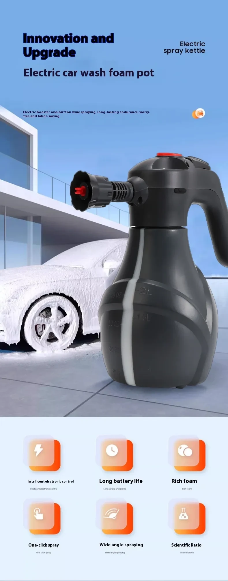 Electric Foam Sprayer Car Wash Water Gun With Cannon