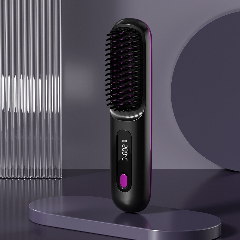 2-in-1 Wireless Hair Straightener and Curler Brush with USB Charging