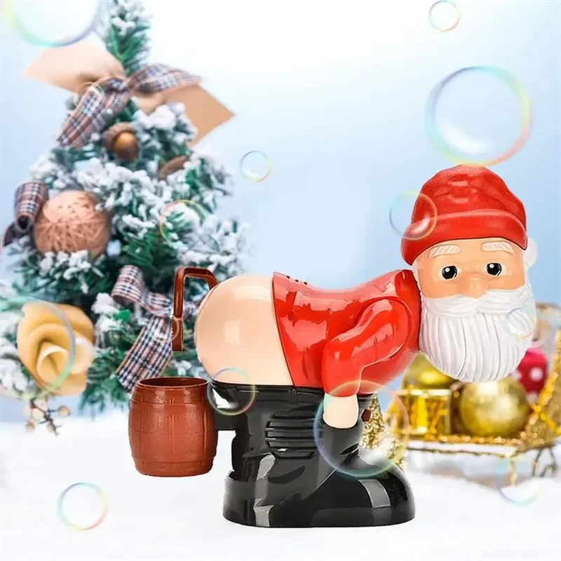 Electric Santa Claus Bubbles Machine Blowing Bubbles Music Light Entertainment Toy