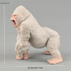 Animated Animal Action Figures: White And Black Gorillas in Battle with Axe - ABS Material