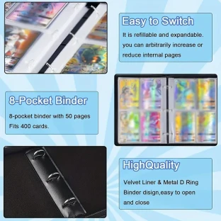 Card Binder 4/9 Pocket PU Waterproof Trading Binder Compatible With Mtg