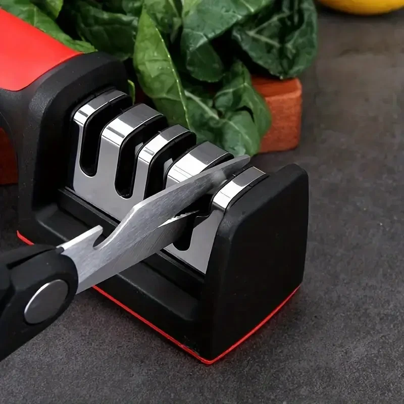 4-Stage Professional Knife Sharpener – Diamond and Ceramic Rods, Safe Design