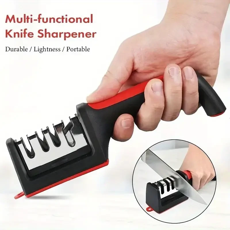 4-Stage Professional Knife Sharpener – Diamond and Ceramic Rods, Safe Design
