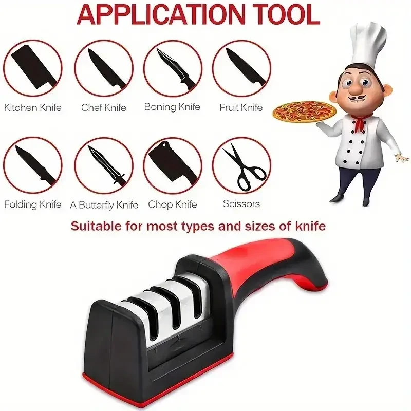 4-Stage Professional Knife Sharpener – Diamond and Ceramic Rods, Safe Design