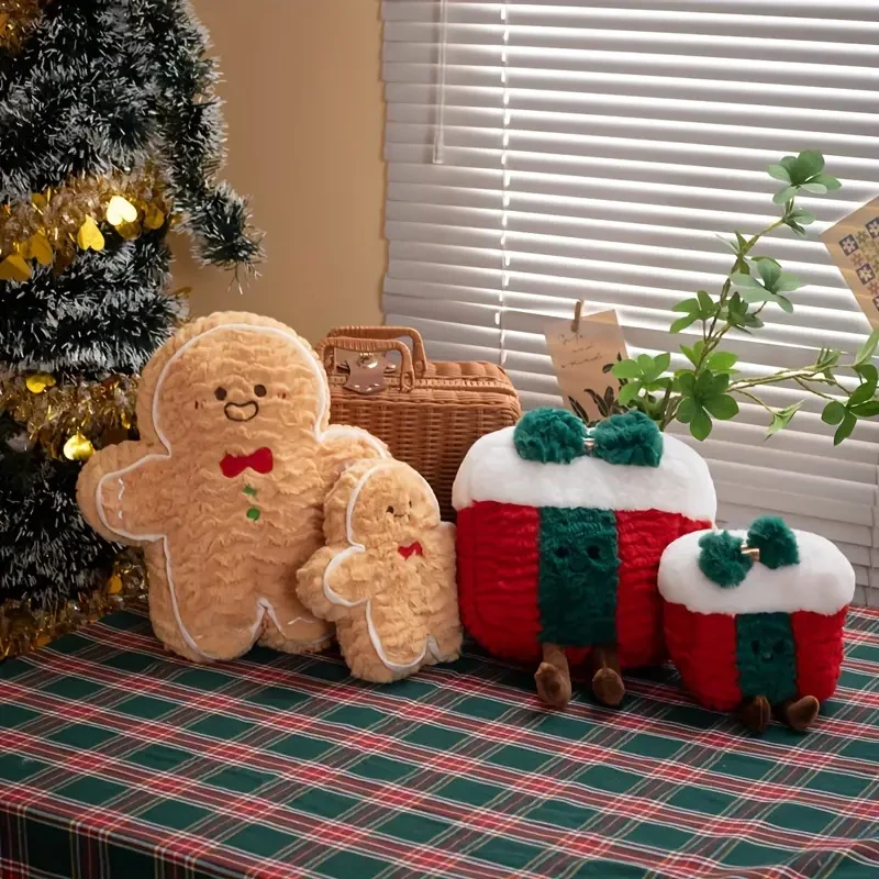 Gingerbread Christmas Tree Plush Throw Pillow
