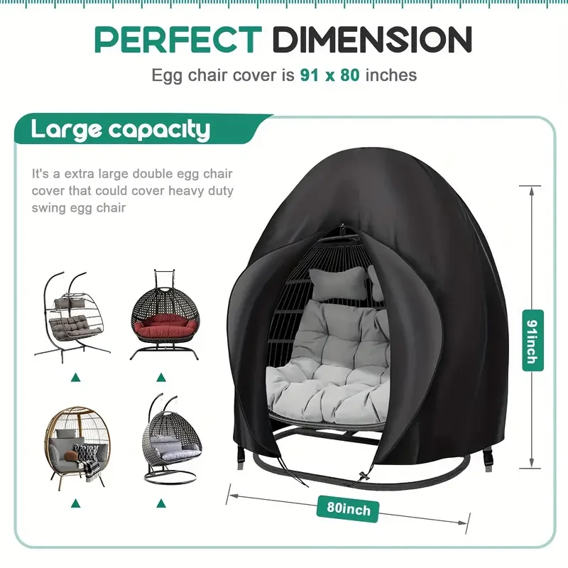 Extra Large Double Patio Egg Chair Cover - Waterproof & UV-Resistant