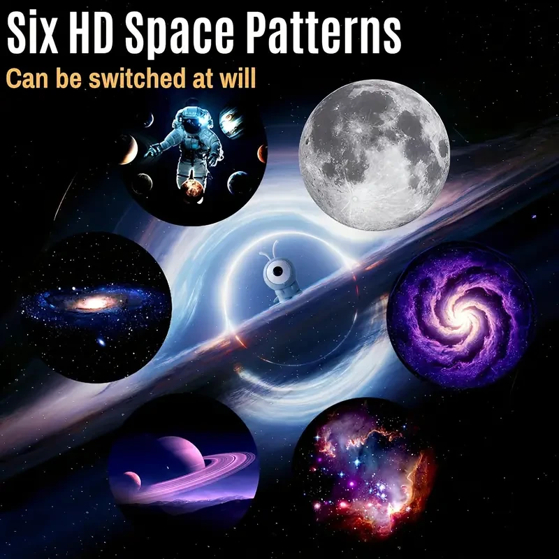 Monster Galaxy Star Projector Lamp - 6 Patterns, 360° Rotatable