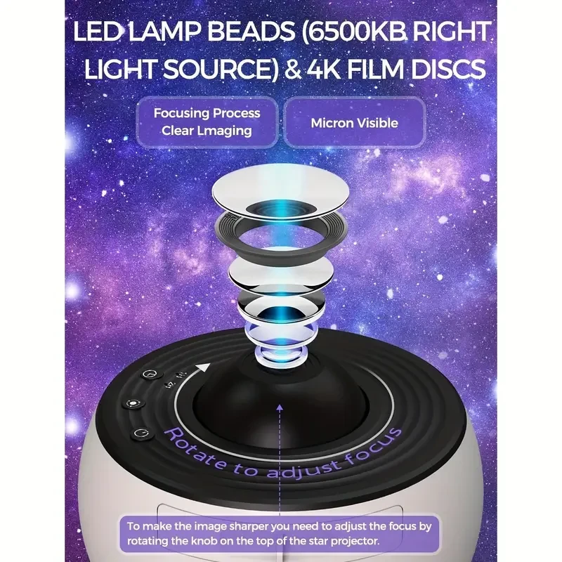 13-in-1 Galaxy Star Projector - 360° Rotating Nebula Lamp