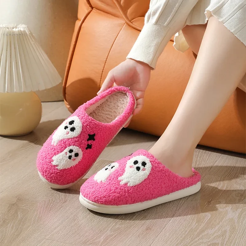 Halloween Cartoon Ghost Cotton Slippers For Women Indoor Non-slip Bedroom Floor Slipper Winter House Shoes