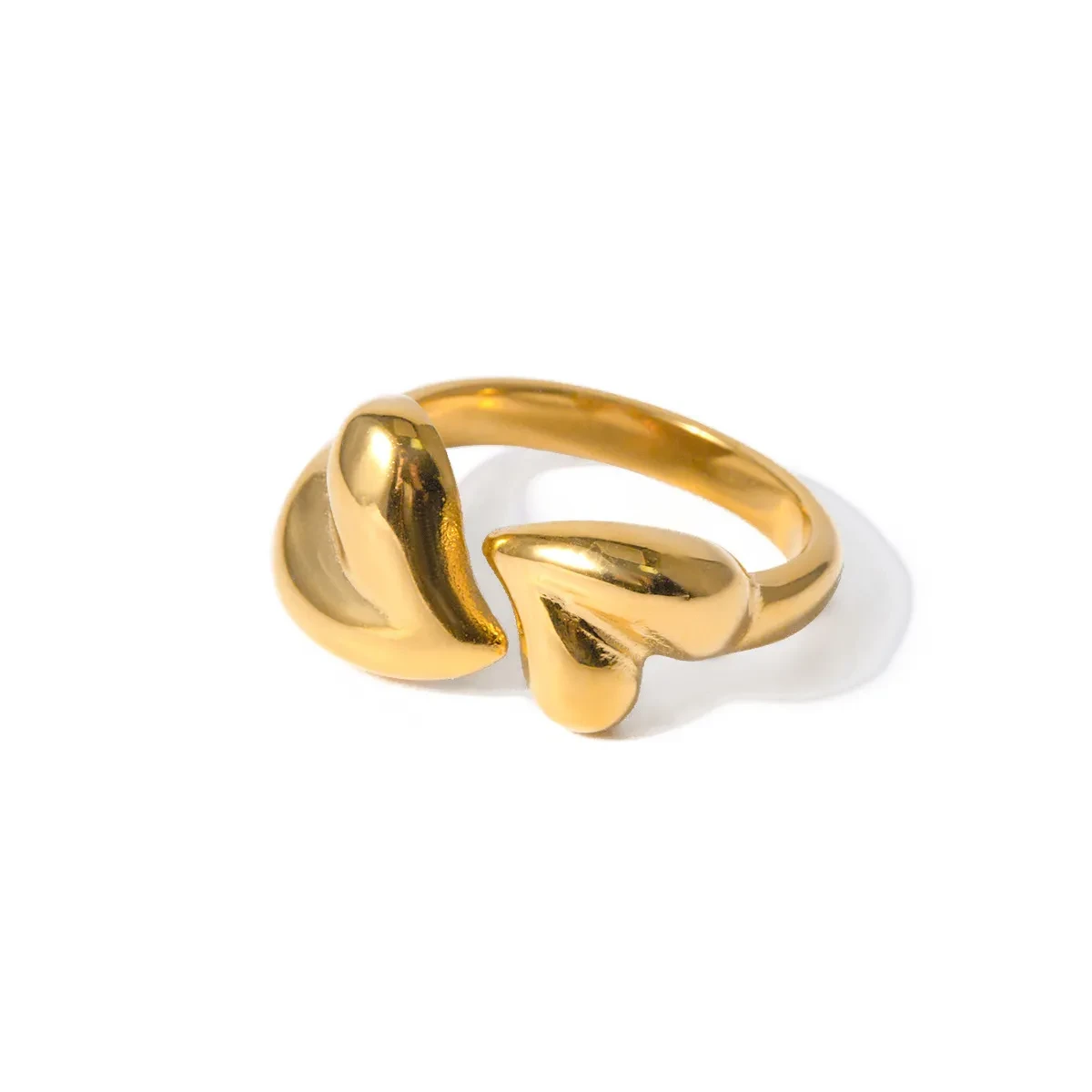 Stainless Steel Asymmetric Heart Shape Open Ring