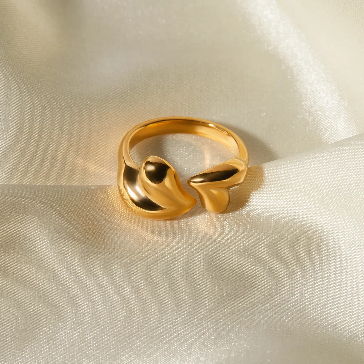 Stainless Steel Asymmetric Heart Shape Open Ring