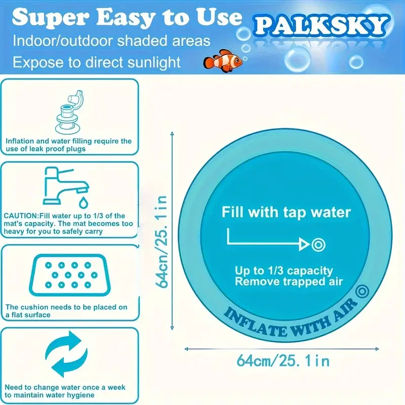 Splash-Proof Interactive Cat Play Mat with Floating Fish Design - Durable PVC