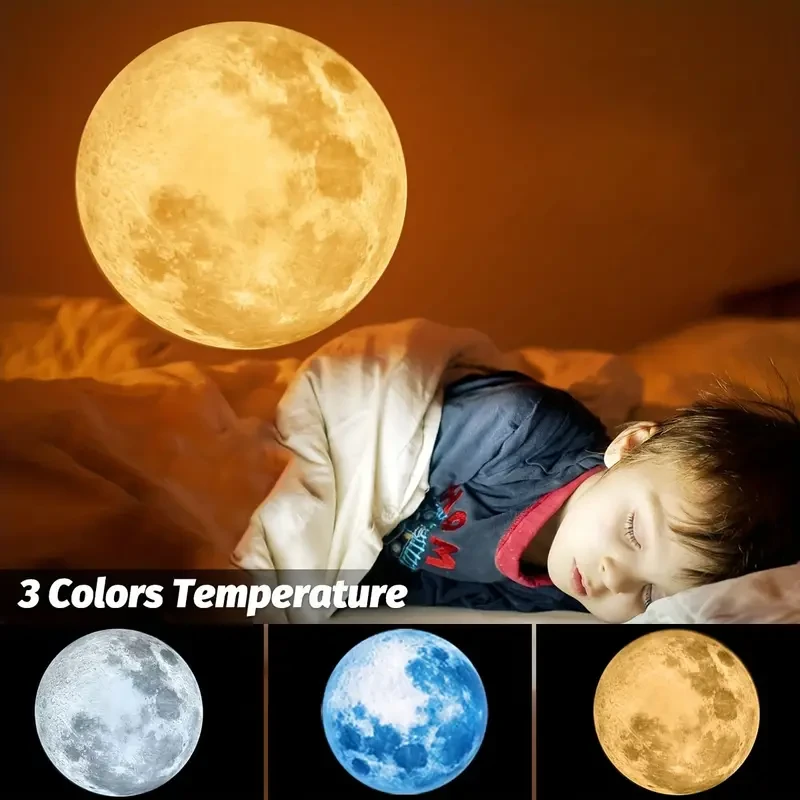 1pc LED Projector Light + 3 Color Moon Filaments - USB Portable, 360° Rotatable Decorative Light