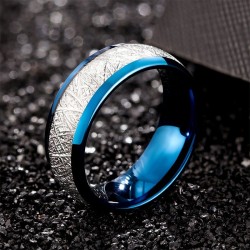 Tungsten Steel Fog Pattern Ring Men's Simple Ring Shank