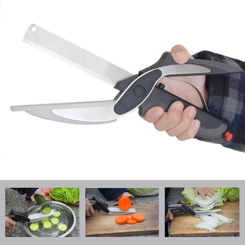 Scissors Knife Cutter Multipurpose 2 In 1 Clever Stainless Steel