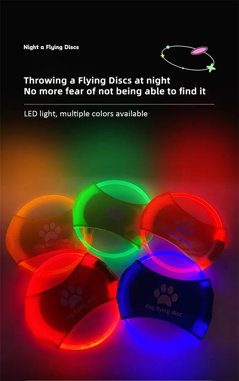 Dog Flying Discs Light Glowing LED LuminousTrainning Interactive Toys Game Flying Discs Dog Toy Pet Dog Accessories Pet Products