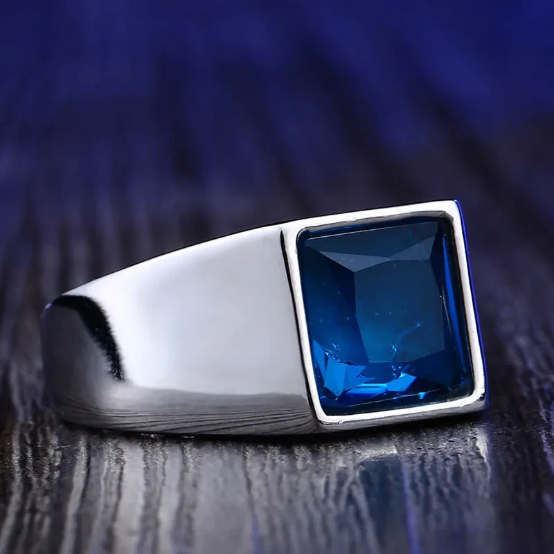 Fashion Stainless Steel Inlaid Jewel Simple Ring
