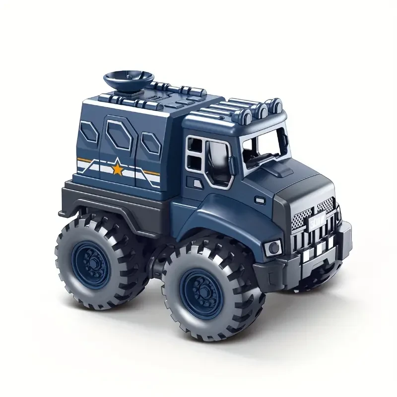 Push-Operated 4-Piece Mini Military Series Armored Vehicles Set with Missile and Rocket Launcher Models for Boys, Suitable for Ages 3-6 Years – Inertia Toy Trucks with No Wireless Features