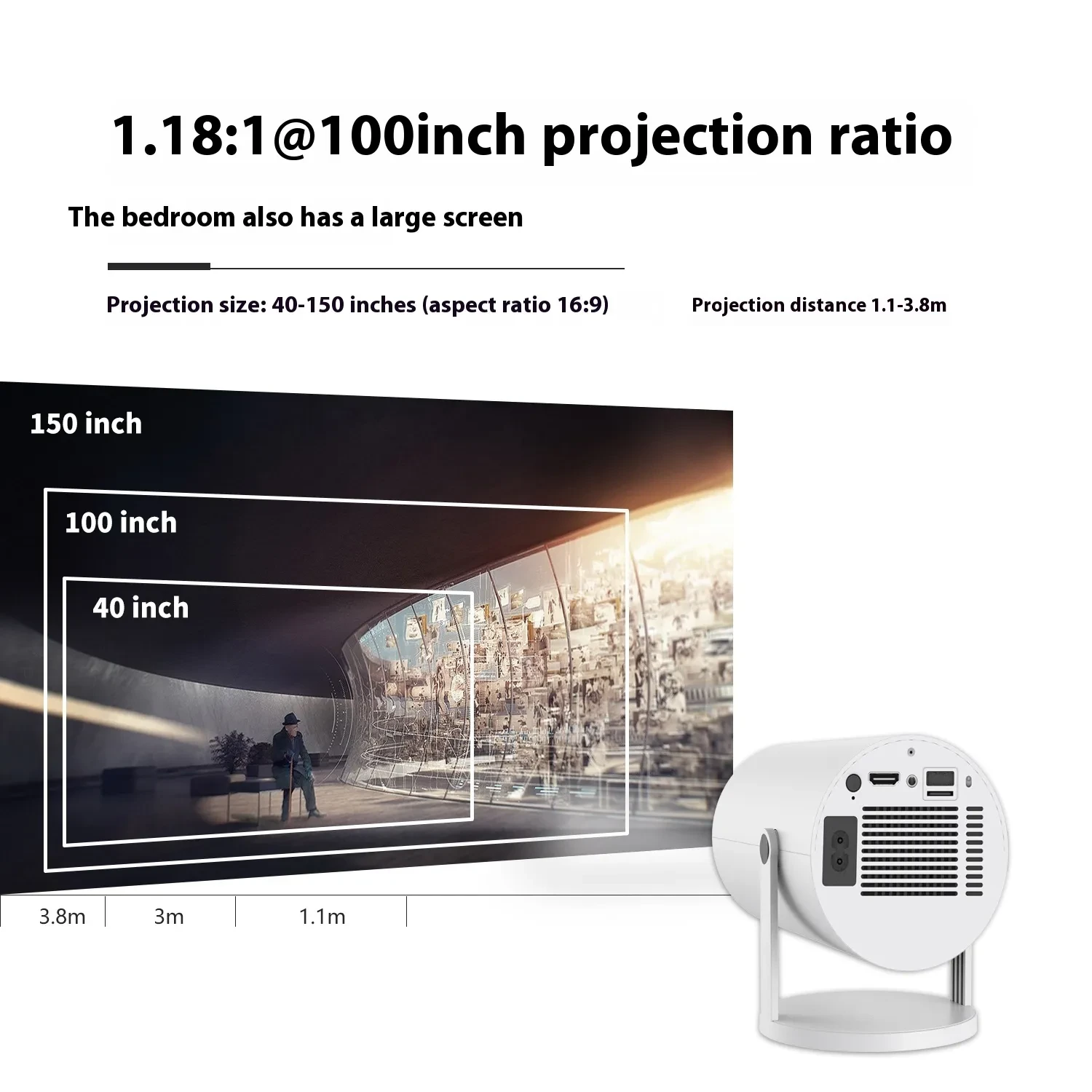 Portable Home Projector - 180° Projection Angle & Automatic Focus