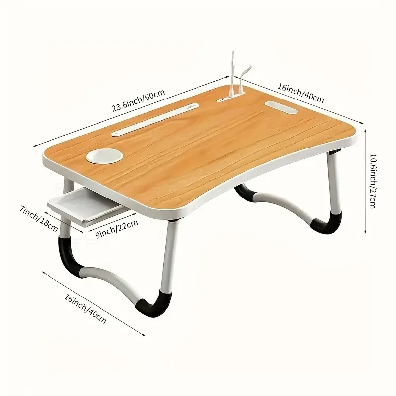 Laptop Desk Laptop Bed Stand Foldable Laptop Table Folding Breakfast Tray Portable Lap Standing Desk Reading And Writing Holder With Drawer For Bed Couch Sofa Floor
